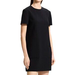 Theory Women's Short Sleeve Pocket Shift Dress - Black - Size 0